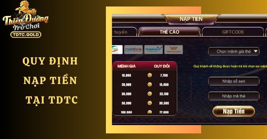 Hướng Dẫn Nạp Tiền TDTC Siêu Đơn Giản Cho Tân Thủ